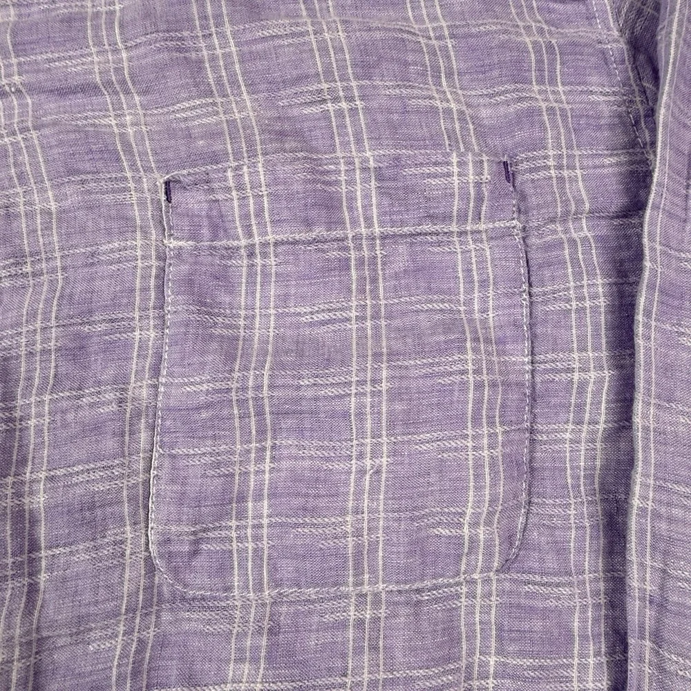 Tommy Bahama Mens Shirt 3XL Relaxed Purple Plaid 100% Linen Long Sleeve